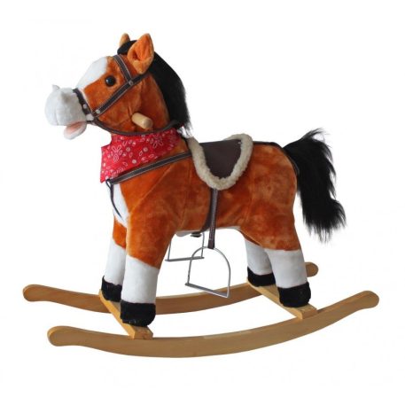 Baby Mix George világosbarna hintaló mintás plüssnyereggel