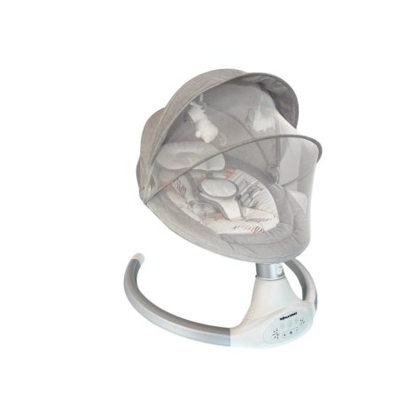 Mama Kiddies Premium 2-in-1 elektrische Babyschaukel und Babywippe mit Fernbedienung in Grau + Gratisgeschenke