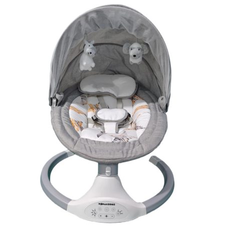 Mama Kiddies Premium 2-in-1 elektrische Babyschaukel und Babywippe mit Fernbedienung in Grau + Gratisgeschenke