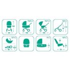 Bebetto Murano 3in1 Full Extra bőrrel szürke-fekete-fehér színben + Kiegészítők + Ajándék