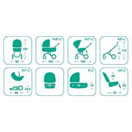 Bebetto Murano 3in1 Full Extra bőrrel szürke-fekete-fehér színben + Kiegészítők + Ajándék