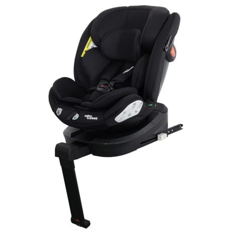 ISOFIX-fähiger, um 360° drehbarer Kindersitz Mama Kiddies Turbo Wings (40–150 cm) in Schwarz mit Stützfuß + Sonnenschutz als Geschenk