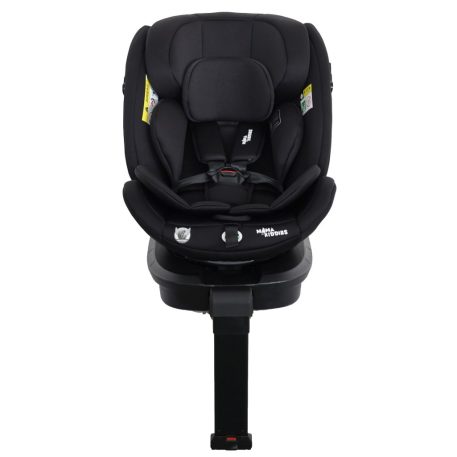 ISOFIX-fähiger, um 360° drehbarer Kindersitz Mama Kiddies Turbo Wings (40–150 cm) in Schwarz mit Stützfuß + Sonnenschutz als Geschenk