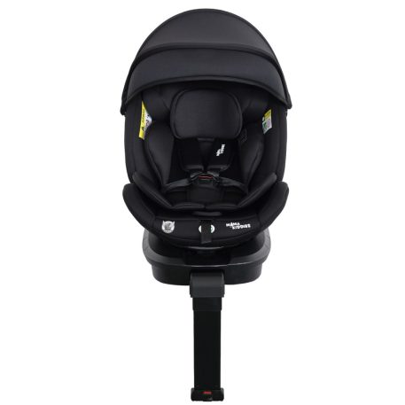 ISOFIX-fähiger, um 360° drehbarer Kindersitz Mama Kiddies Turbo Wings (40–150 cm) in Schwarz mit Stützfuß + Sonnenschutz als Geschenk