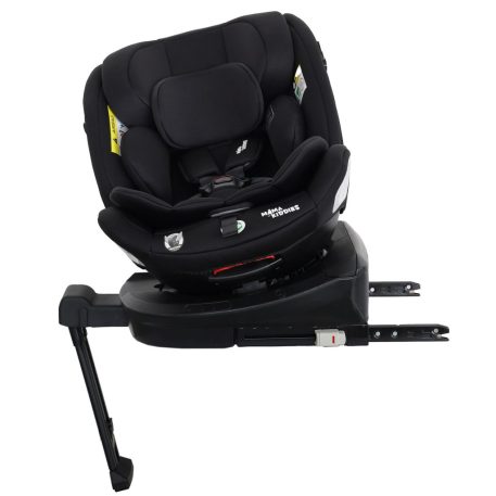 ISOFIX-fähiger, um 360° drehbarer Kindersitz Mama Kiddies Turbo Wings (40–150 cm) in Schwarz mit Stützfuß + Sonnenschutz als Geschenk