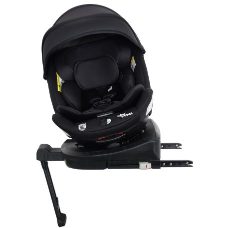 ISOFIX-fähiger, um 360° drehbarer Kindersitz Mama Kiddies Turbo Wings (40–150 cm) in Schwarz mit Stützfuß + Sonnenschutz als Geschenk