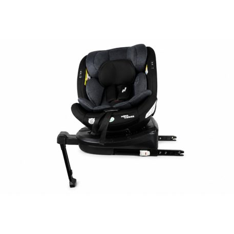 ISOFIX-fähiger, um 360° drehbarer Kindersitz Mama Kiddies® Turbo Wings (40–150 cm) in Dunkelgrau mit Stützfuß + Sonnenschutz als Geschenk