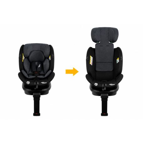 ISOFIX-fähiger, um 360° drehbarer Kindersitz Mama Kiddies® Turbo Wings (40–150 cm) in Dunkelgrau mit Stützfuß + Sonnenschutz als Geschenk