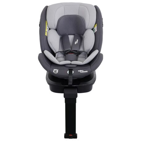 ISOFIX-fähiger, um 360° drehbarer Kindersitz Mama Kiddies Turbo Wings (40–150 cm) in Grau mit Stützfuß + Sonnenschutz als Geschenk