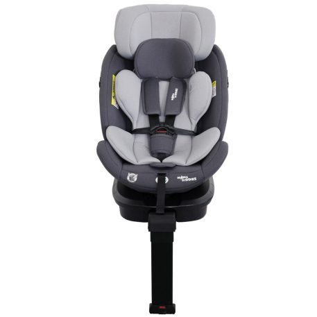 ISOFIX-fähiger, um 360° drehbarer Kindersitz Mama Kiddies Turbo Wings (40–150 cm) in Grau mit Stützfuß + Sonnenschutz als Geschenk