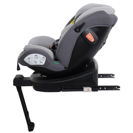 ISOFIX-fähiger, um 360° drehbarer Kindersitz Mama Kiddies Turbo Wings (40–150 cm) in Grau mit Stützfuß + Sonnenschutz als Geschenk