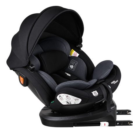ISOFIX-fähiger, um 360° drehbarer Kindersitz Mama Kiddies® Turbo Wings (40–150 cm) in Dunkelgrau + Sonnenschutz als Geschenk