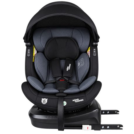 ISOFIX-fähiger, um 360° drehbarer Kindersitz Mama Kiddies® Turbo Wings (40–150 cm) in Dunkelgrau + Sonnenschutz als Geschenk