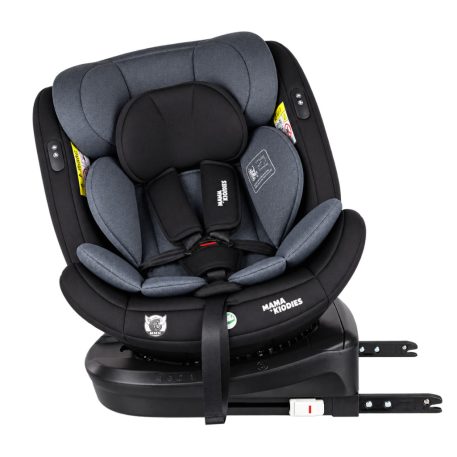 ISOFIX-fähiger, um 360° drehbarer Kindersitz Mama Kiddies® Turbo Wings (40–150 cm) in Dunkelgrau + Sonnenschutz als Geschenk