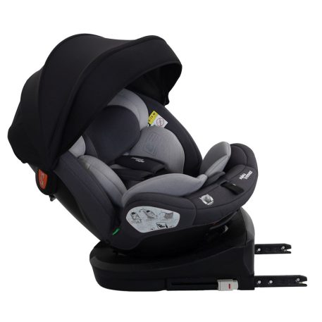 ISOFIX-fähiger, um 360° drehbarer Kindersitz Mama Kiddies® Turbo Wings (40–150 cm) in Grau + Sonnenschutz als Geschenk