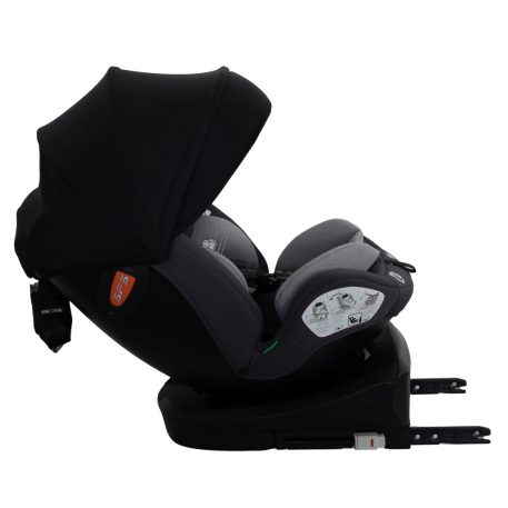 ISOFIX-fähiger, um 360° drehbarer Kindersitz Mama Kiddies® Turbo Wings (40–150 cm) in Grau + Sonnenschutz als Geschenk
