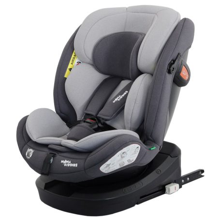ISOFIX-fähiger, um 360° drehbarer Kindersitz Mama Kiddies® Turbo Wings (40–150 cm) in Grau + Sonnenschutz als Geschenk