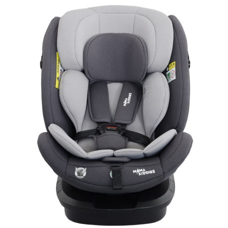 ISOFIX-fähiger, um 360° drehbarer Kindersitz Mama Kiddies® Turbo Wings (40–150 cm) in Grau + Sonnenschutz als Geschenk