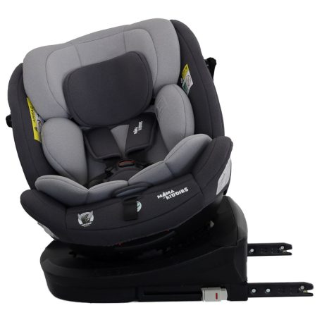ISOFIX-fähiger, um 360° drehbarer Kindersitz Mama Kiddies® Turbo Wings (40–150 cm) in Grau + Sonnenschutz als Geschenk