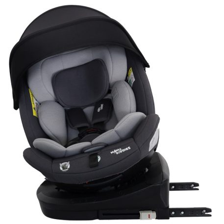 ISOFIX-fähiger, um 360° drehbarer Kindersitz Mama Kiddies® Turbo Wings (40–150 cm) in Grau + Sonnenschutz als Geschenk