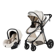   Kinderwagen Mama Kiddies Charlie PRO 3 in 1 mit Zubehör in creme Farbe + Geschenk
