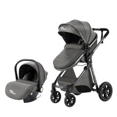   Kinderwagen Mama Kiddies Charlie PRO 3 in 1 mit Zubehör in grau + Geschenk
