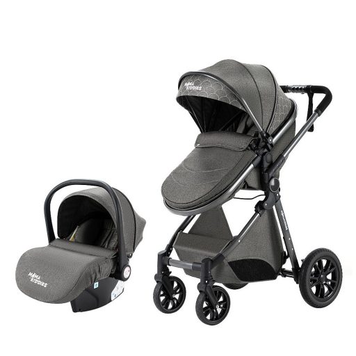 Kinderwagen Mama Kiddies Charlie PRO 3 in 1 mit Zubehör in grau + Geschenk