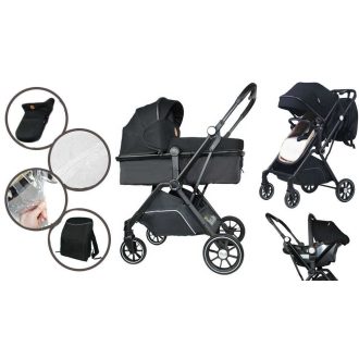   Mama Kiddies Lion Royal Edition 3-in-1 Multifunktionskinderwagen mit Zubehör in Schwarz + Geschenk