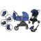 Mama Kiddies Lion Royal Edition 3-in-1 Multifunktionskinderwagen mit Zubehör in Blau + Geschenk