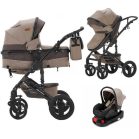 Mama Kiddies® Evening Star Black Edition 4-in-1 Multifunktionskinderwagen mit Zubehör in Beige-Braun, inklusive ISOFIX-Basis + Geschenk
