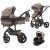 Mama Kiddies® Evening Star Black Edition 4-in-1 Multifunktionskinderwagen mit Zubehör in Beige-Braun, inklusive ISOFIX-Basis + Geschenk