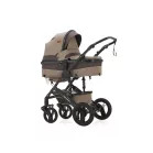 Mama Kiddies® Evening Star Black Edition 4-in-1 Multifunktionskinderwagen mit Zubehör in Beige-Braun, inklusive ISOFIX-Basis + Geschenk