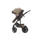 Mama Kiddies® Evening Star Black Edition 4-in-1 Multifunktionskinderwagen mit Zubehör in Beige-Braun, inklusive ISOFIX-Basis + Geschenk
