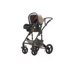 Mama Kiddies® Evening Star Black Edition 4-in-1 Multifunktionskinderwagen mit Zubehör in Beige-Braun, inklusive ISOFIX-Basis + Geschenk
