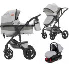 Mama Kiddies® Evening Star Black Edition 4-in-1 Multifunktionskinderwagen mit Zubehör in Grau, inklusive ISOFIX-Basis + Geschenk
