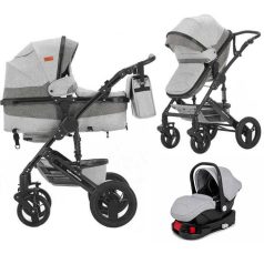   Mama Kiddies® Evening Star Black Edition 4-in-1 Multifunktionskinderwagen mit Zubehör in Grau, inklusive ISOFIX-Basis + Geschenk