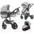 Mama Kiddies® Evening Star Black Edition 4-in-1 Multifunktionskinderwagen mit Zubehör in Grau, inklusive ISOFIX-Basis + Geschenk
