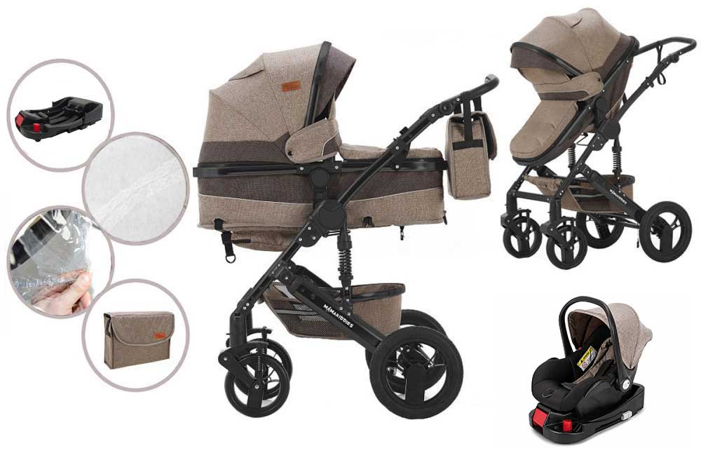 Mama Kiddies® Evening Star Black Edition 4-in-1-Multifunktionskinderwagen mit ISOFIX-Basis