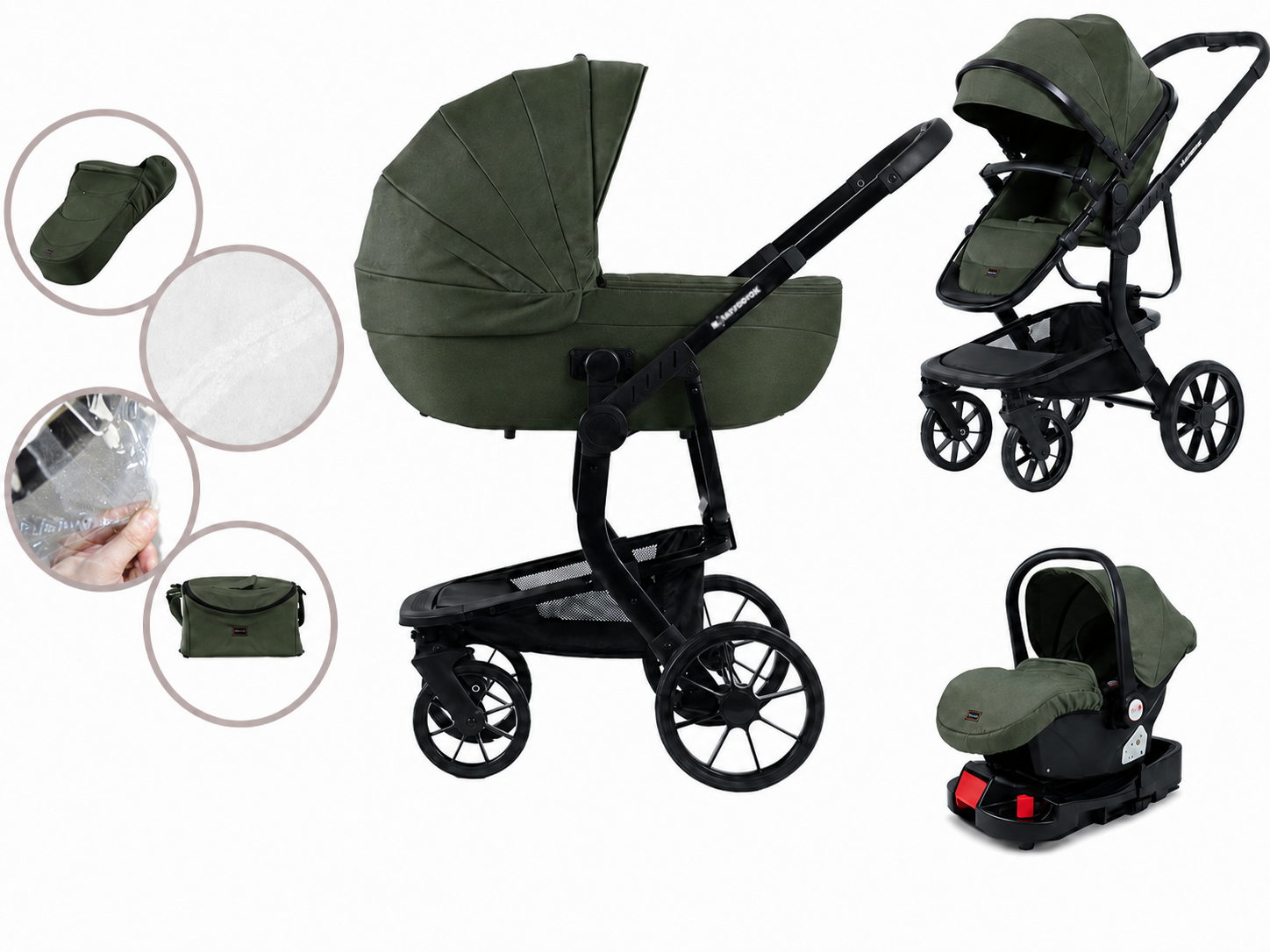 Mama Kiddies® Icon 4-in-1 multifunktionaler Kinderwagen in Grün