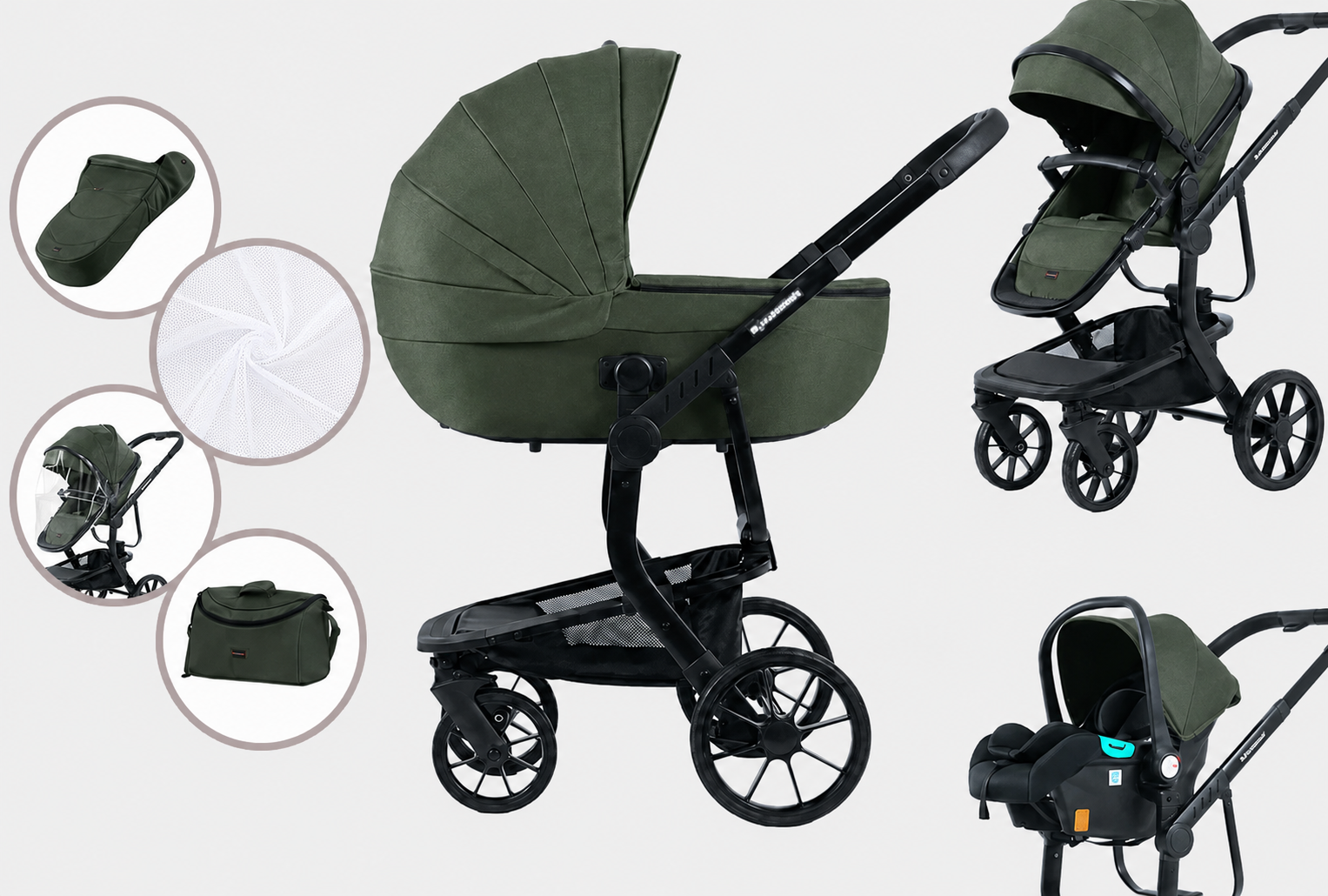 Mama Kiddies® Icon 3-in-1 multifunktionaler Kinderwagen in Grün